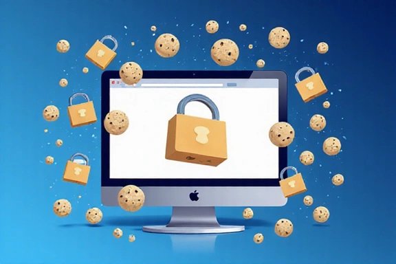 Illustration of browser cookies, small digital files representing data and privacy