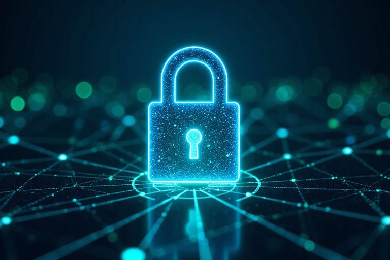 Digital lock icon representing data security and privacy protection